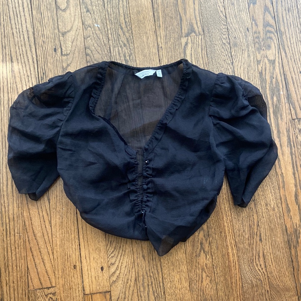 & Other Stories Sheer Puff Sleeve Top